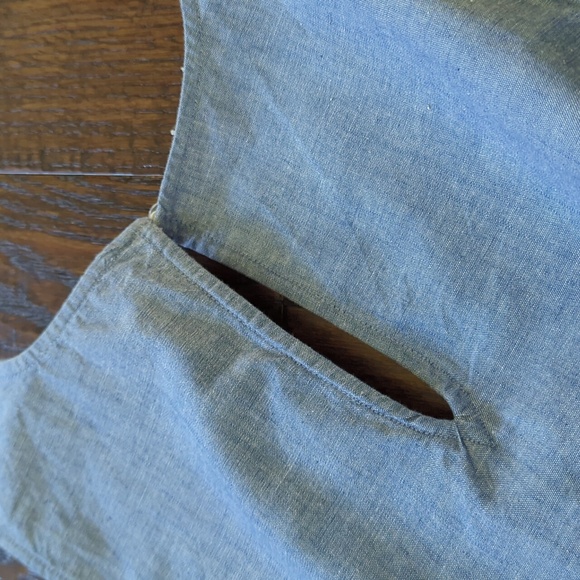 LOFT I Blue Chambray Lightweight Cotton Sleeveless Tie Front Shorts Romper, S - Picture 10 of 13
